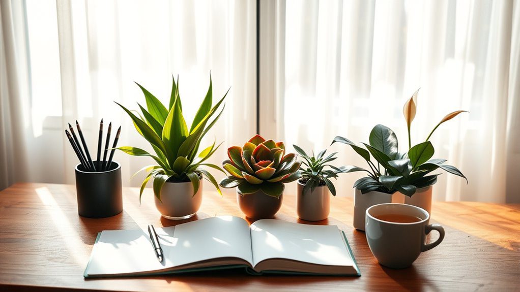 small plants enhance workspace