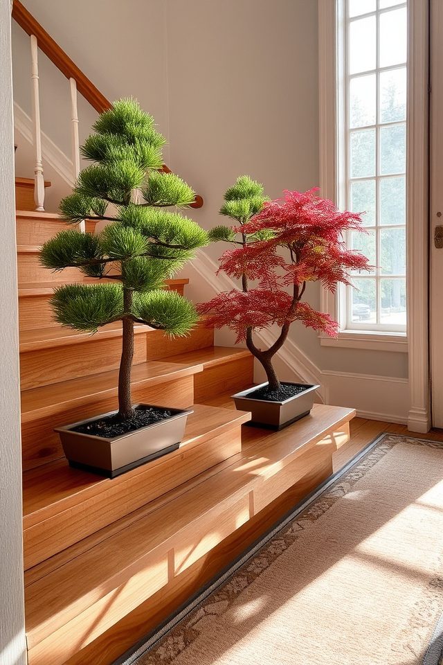 small trees enhance staircases