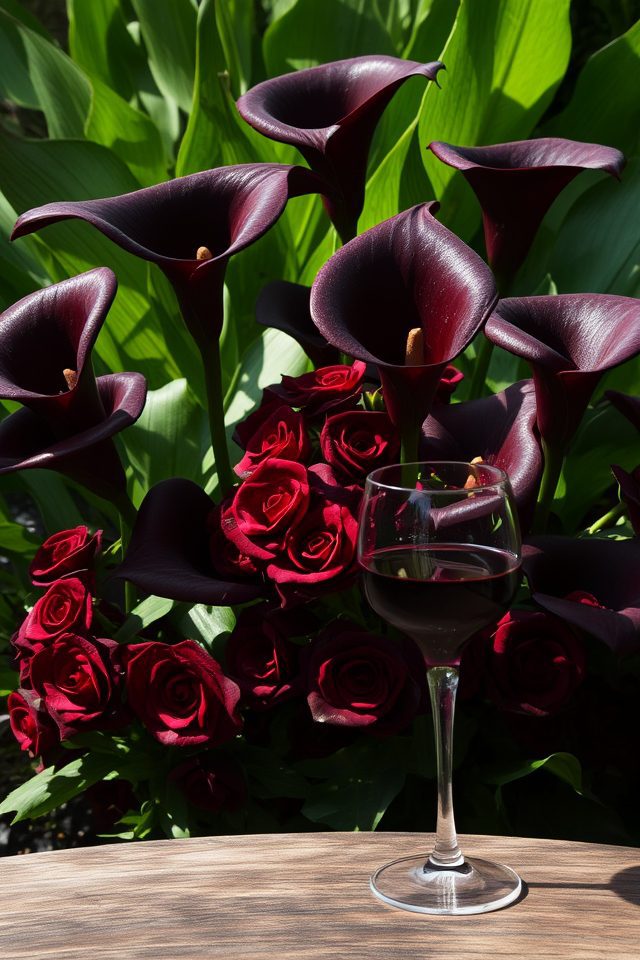 sophisticated black calla lilies