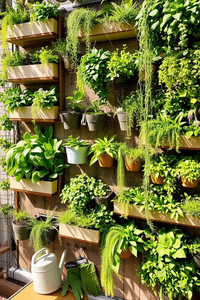 space efficient living plant decor