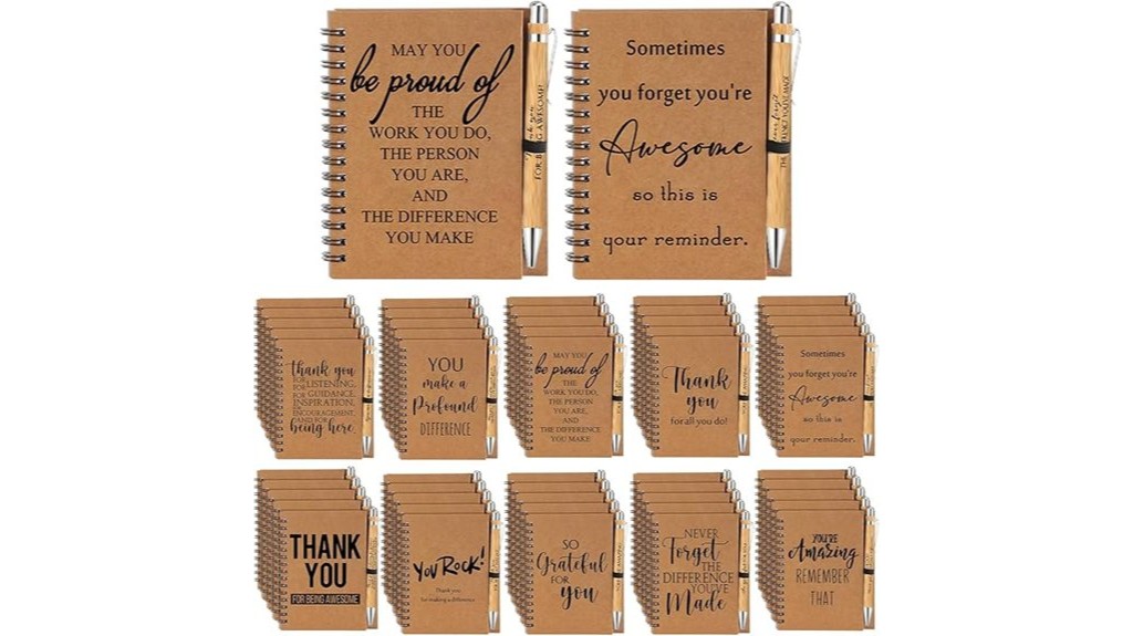 spiral notebooks and pens