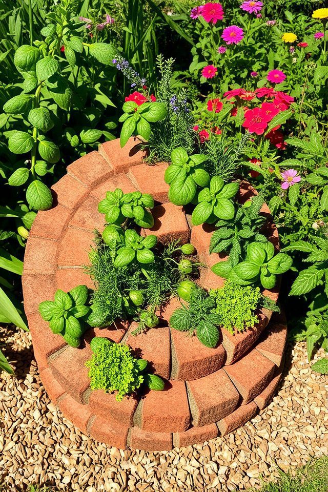 spiral shaped herb garden design