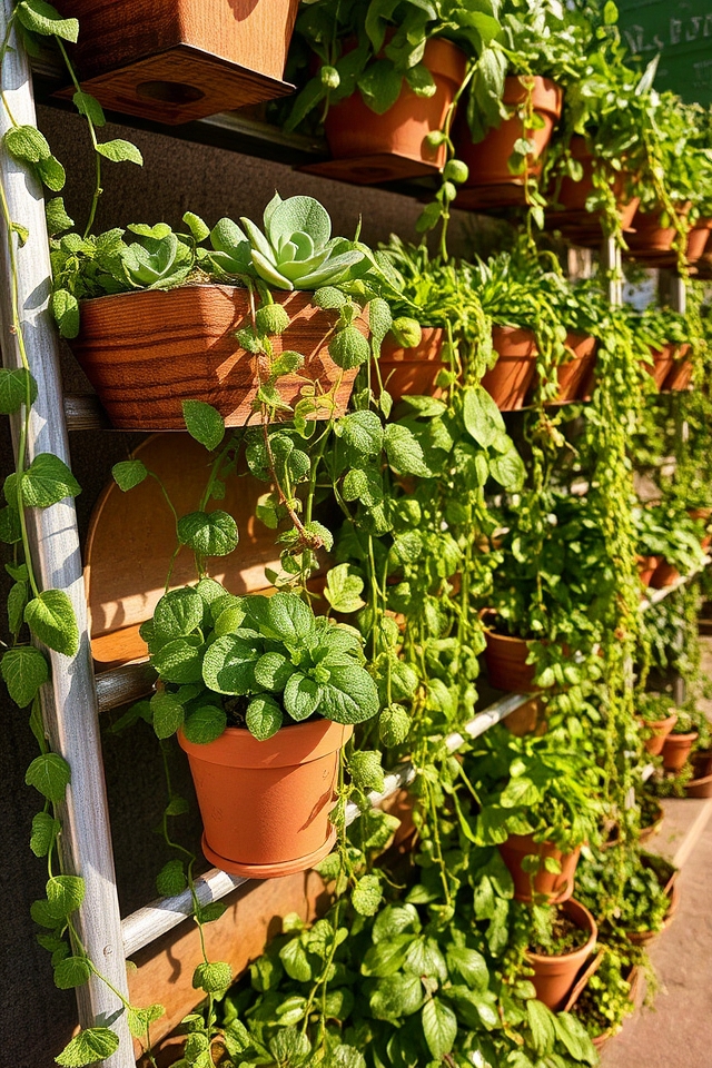 stacked tiered plant walls