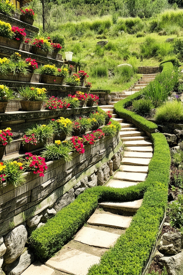 stepped terraces with erosion control