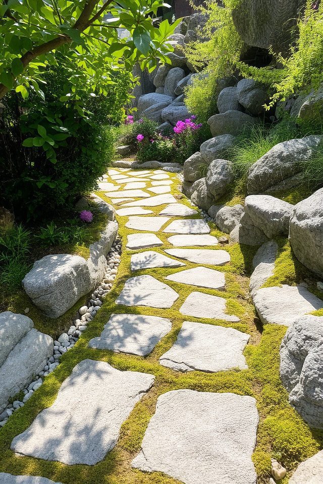 stone pathway for gardens