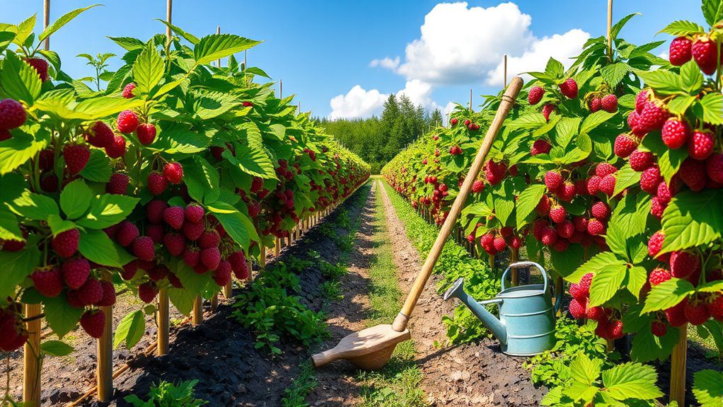 straight rows for raspberries