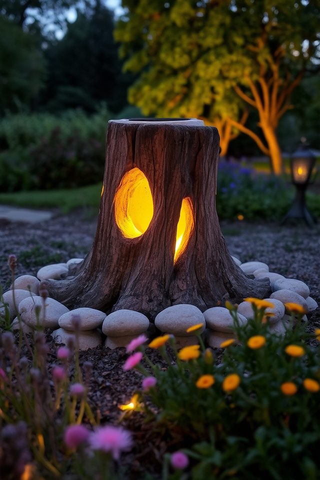 stump solar lighting feature