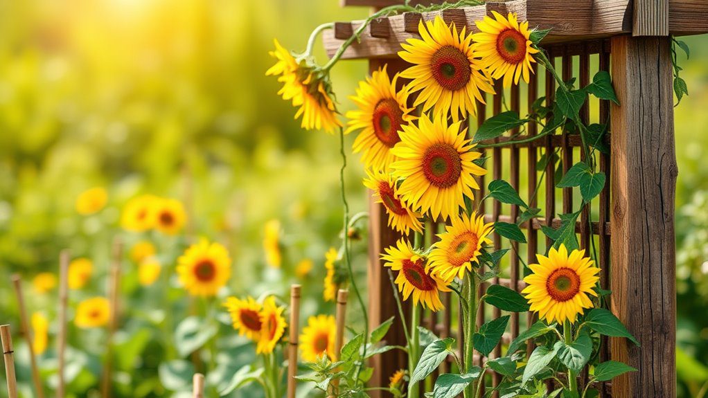 sturdy sunflower supports enhance beauty