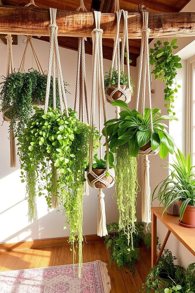 stylish bohemian plant display