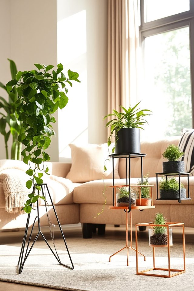 stylish geometric plant stands