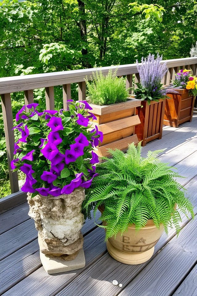 stylish planters enhance deck
