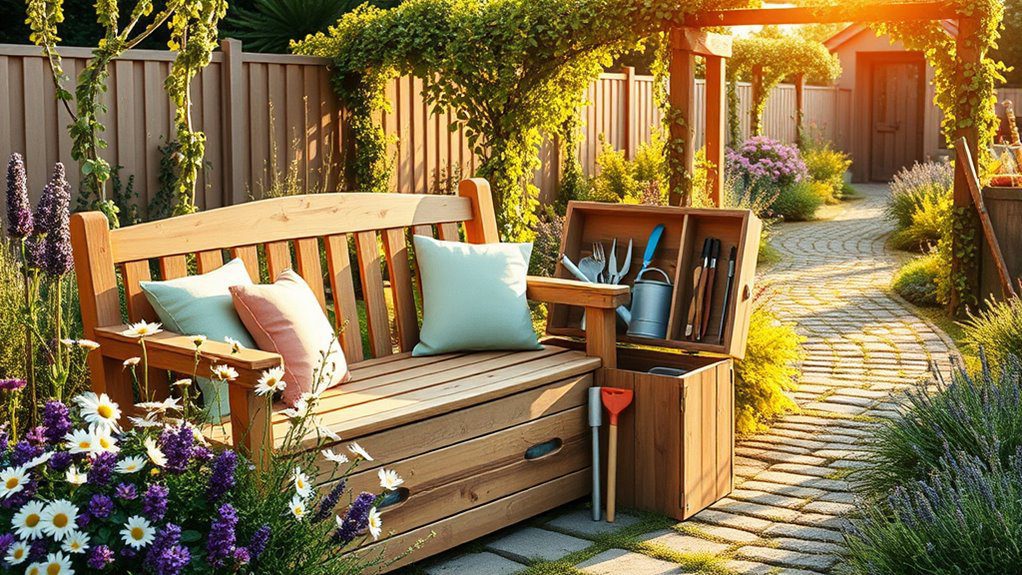 stylish storage garden bench
