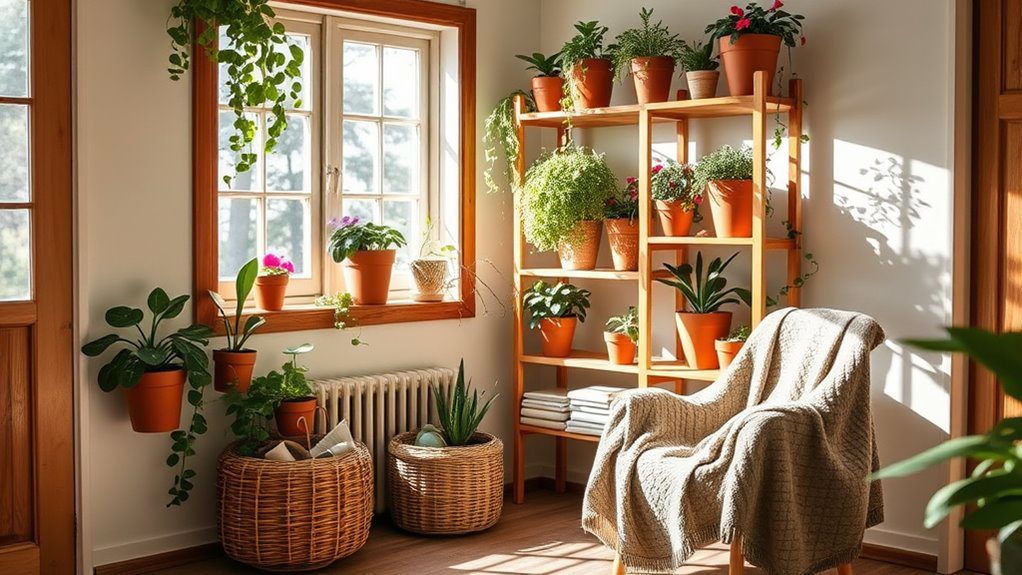 stylish vertical terracotta display