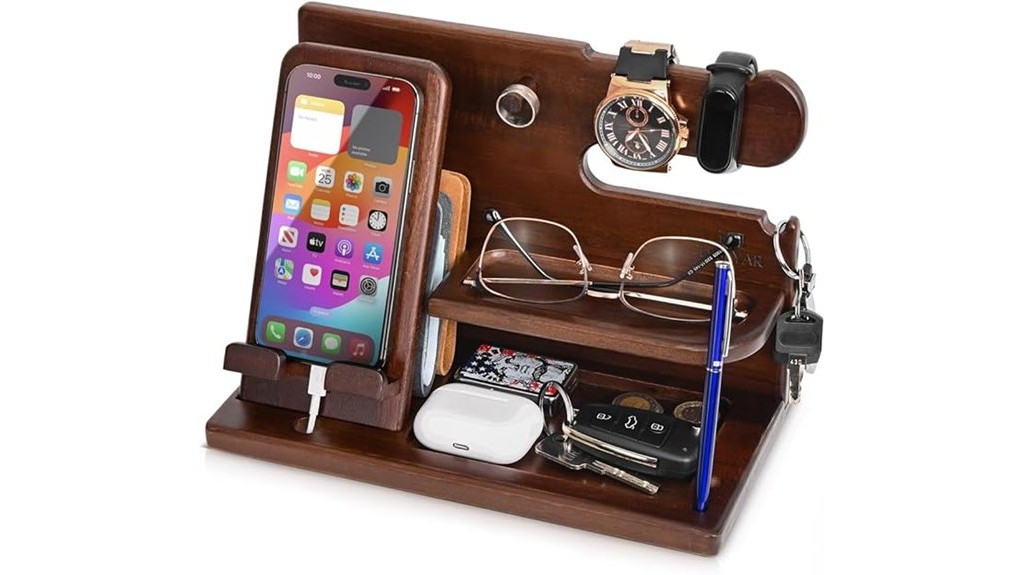 stylish wooden phone dock