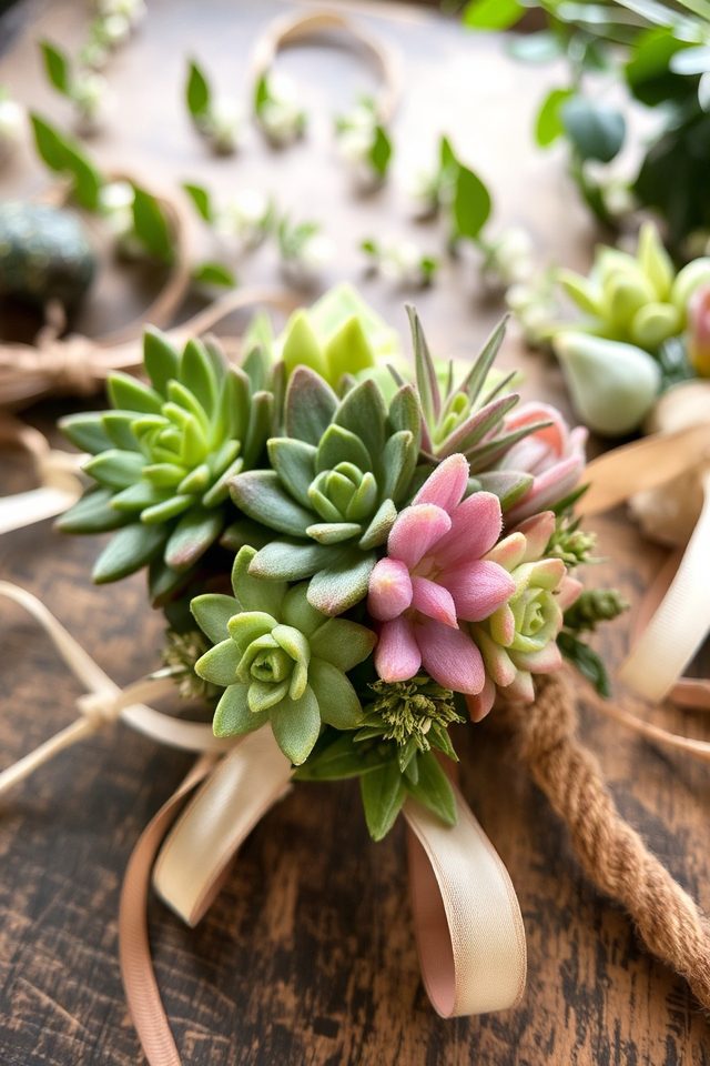 succulent groomsmen boutonnieres elegance