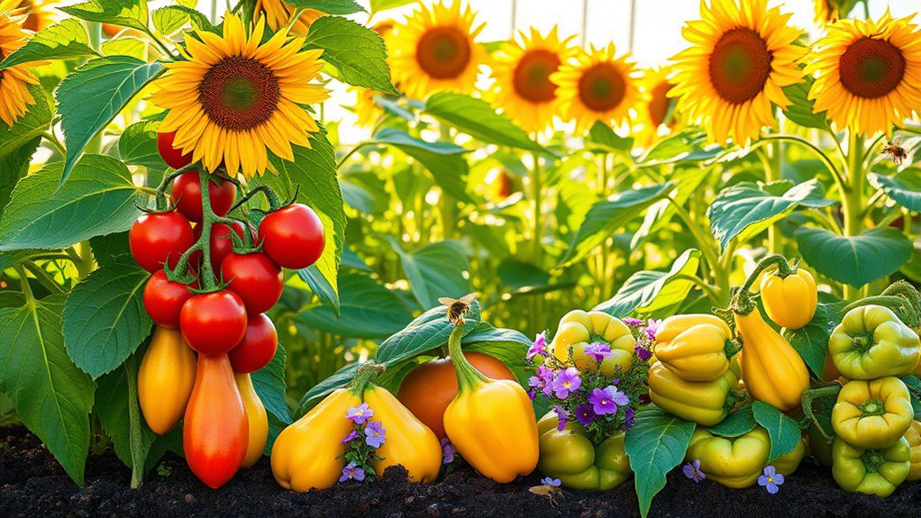 sunflowers enhance vegetable gardens