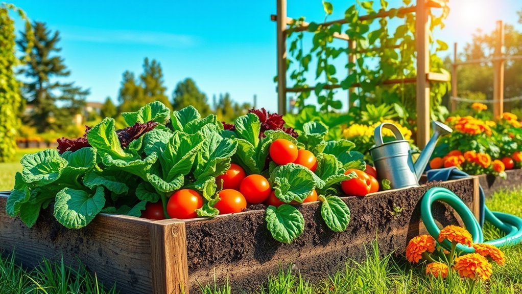sunny raised bed vegetables