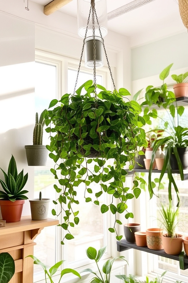 suspended planters maximize space