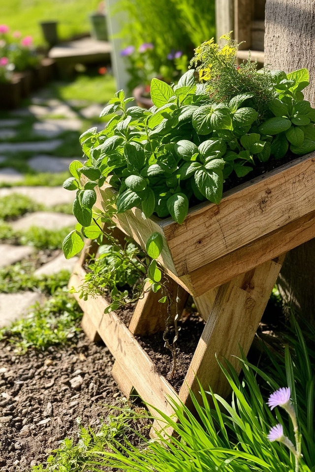 sustainable rustic herb planters