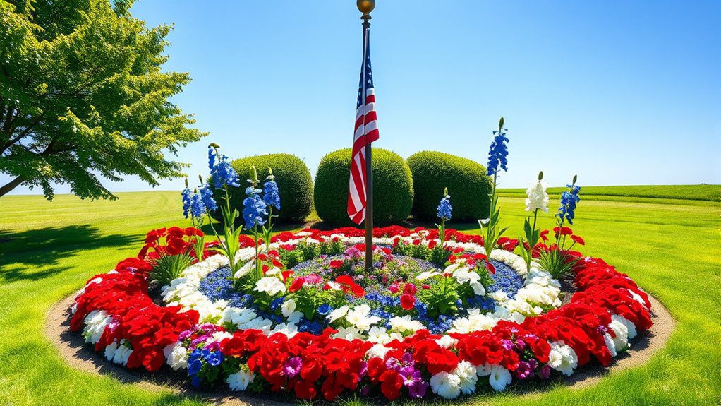 symmetrical patriotic flower bed