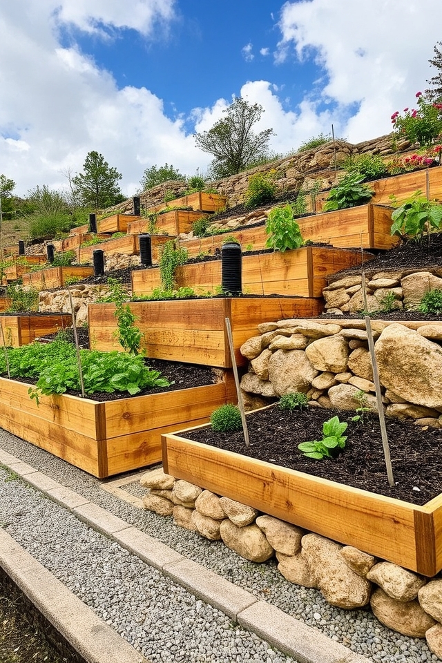 terraced slope garden beds