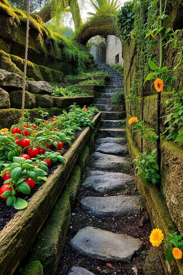 terraced slope gardening design