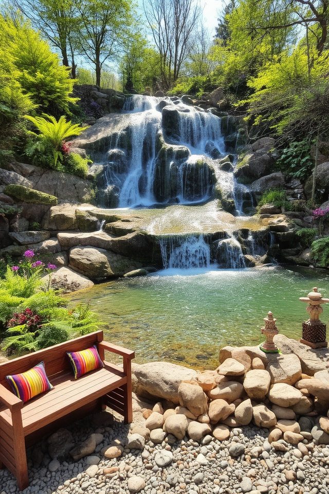 tranquil hillside water features