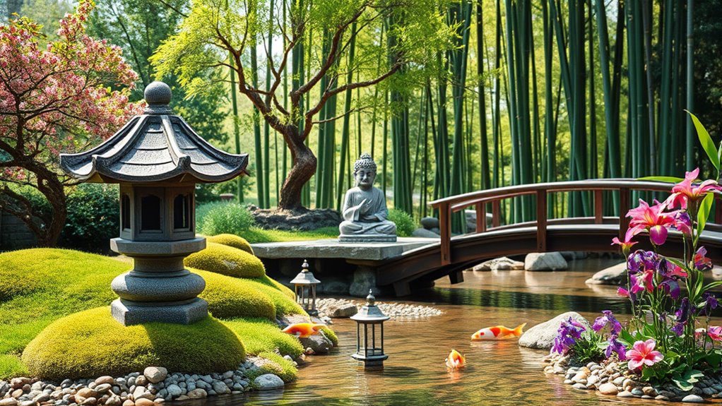 tranquil japanese garden statues