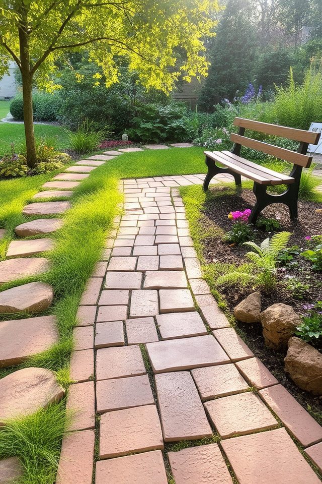 triangle garden paver pathways