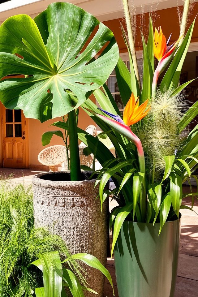 tropical bold foliage display