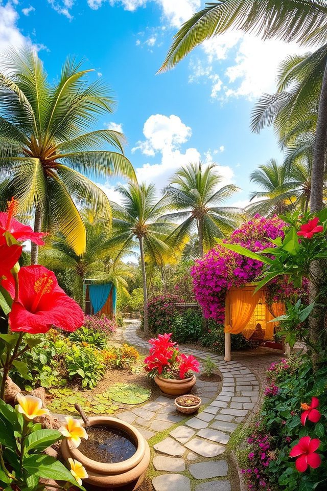 tropical floral retreat oasis