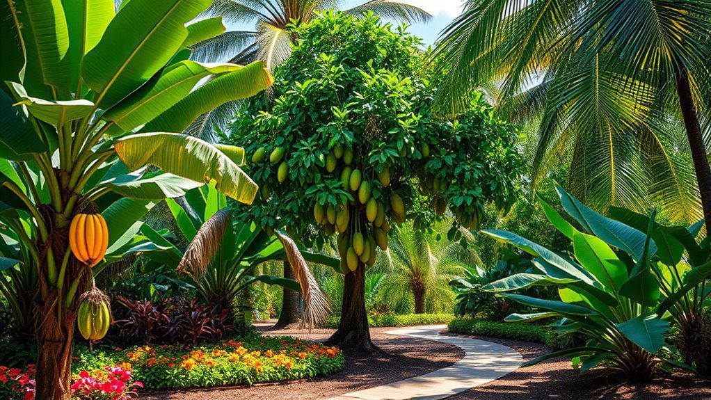 tropical garden layered arrangement