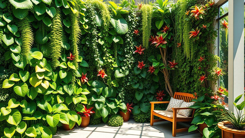 tropical green wall oasis