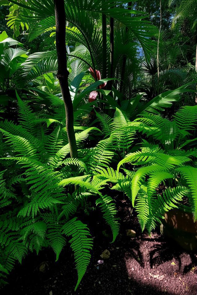 tropical oasis with ferns
