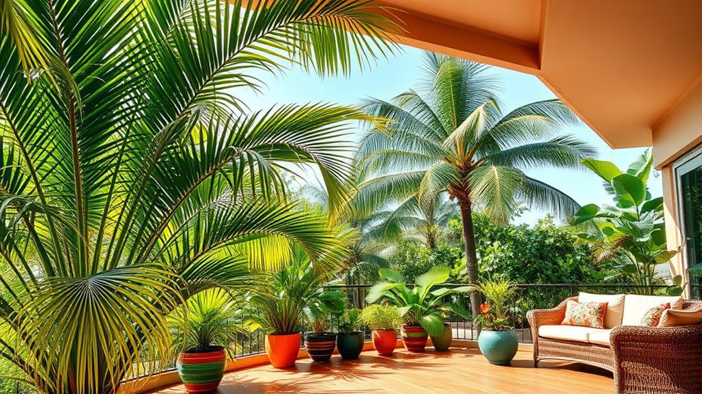 tropical palms create paradise