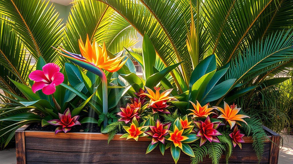 tropical plant trough oasis