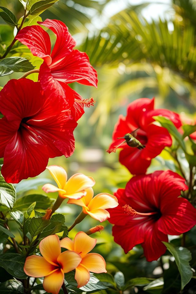 tropical red hibiscus delight