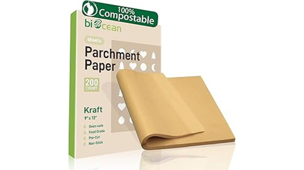 unbleached baking parchment sheets