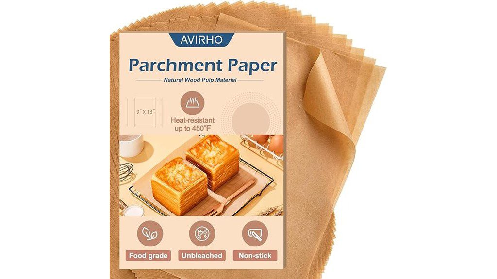 unbleached baking parchment sheets
