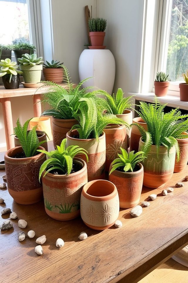 unique artistic clay planters