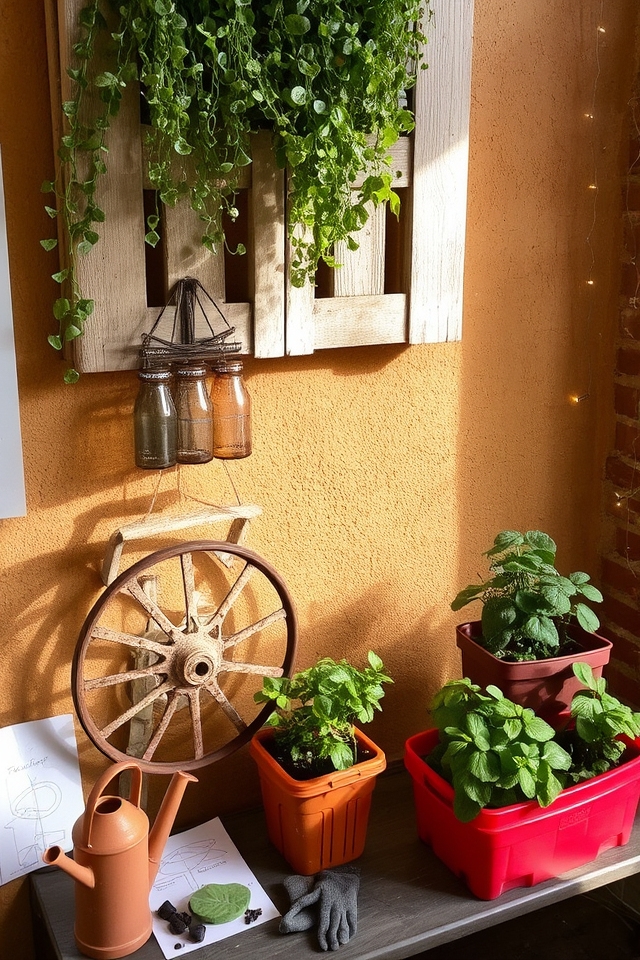 upcycled discarded nursery containers