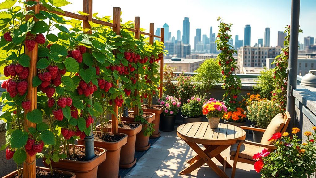 urban raspberry container garden
