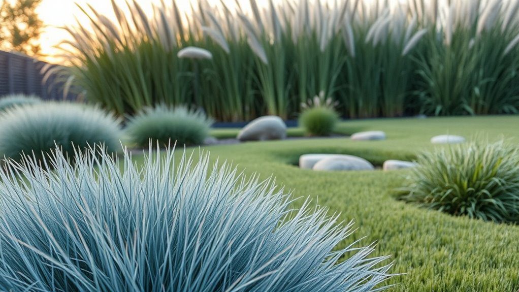 varied grass heights layering