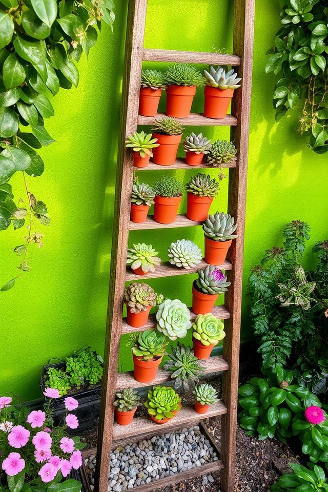 vertical garden ladder art