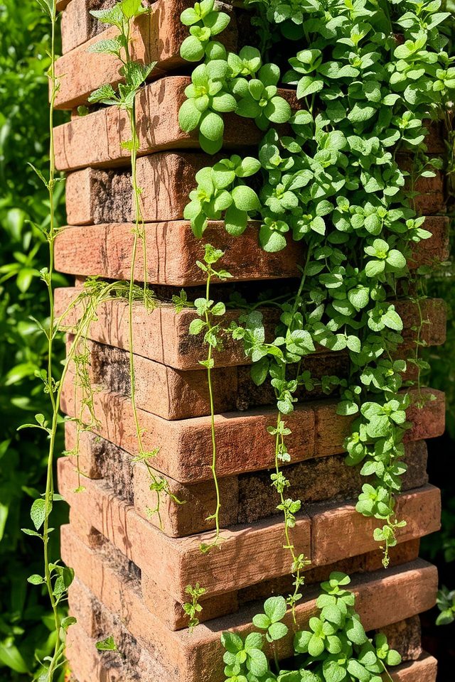 vertical garden with bricks