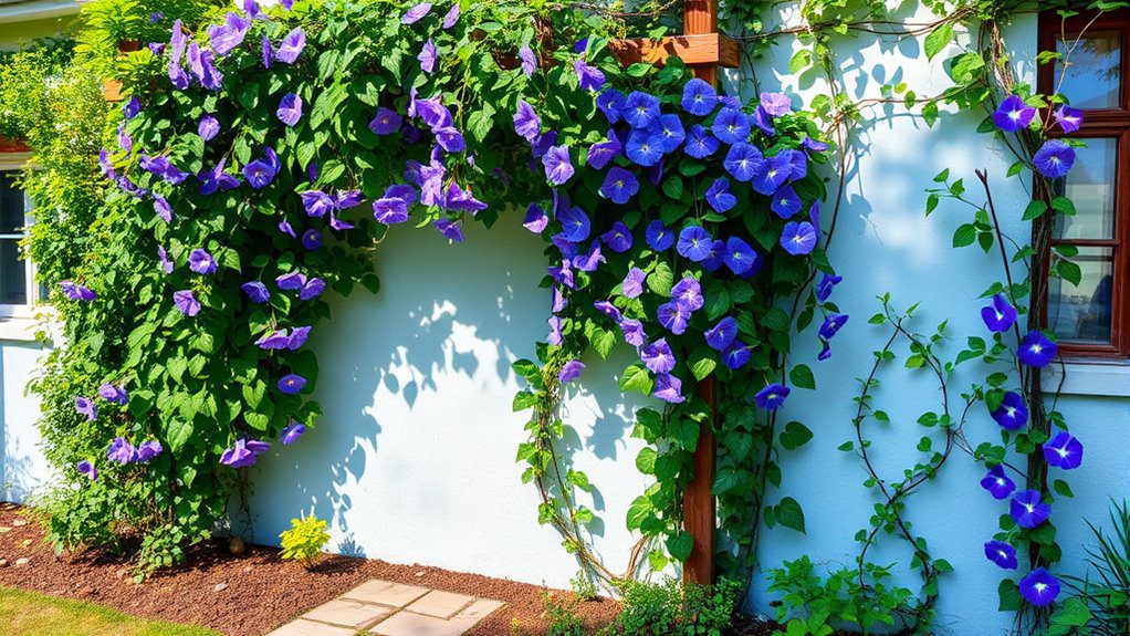 vertical garden with climbing plants