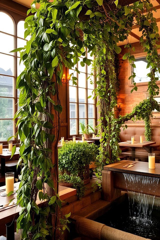 vertical greenery enhances dining