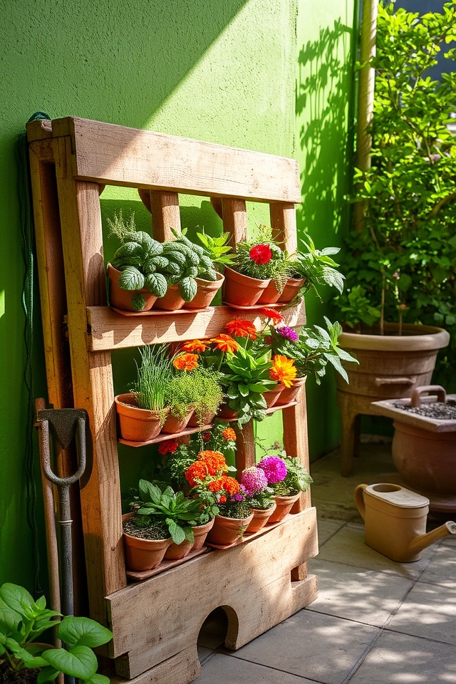 vertical greenery from pallets