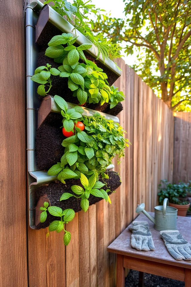 vertical gutter herb gardening
