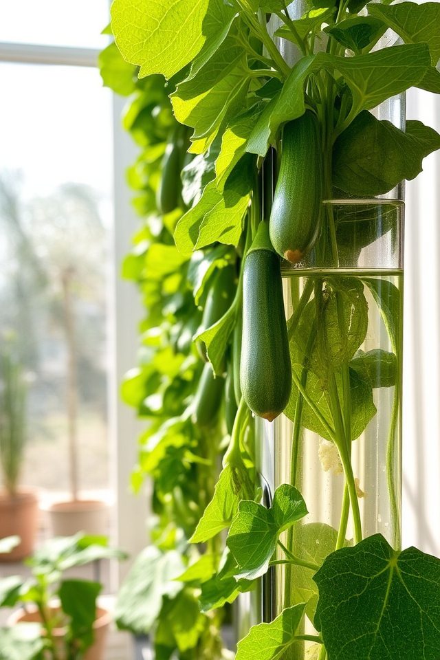 vertical hydroponic zucchini gardening